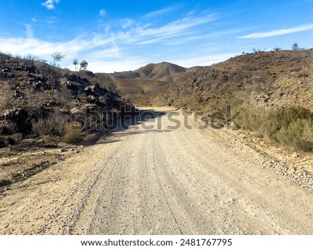 Similar – Foto Bild Ländlicher Feldweg durch frühlingsgrüne Felder. Ländliche Abendszene