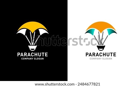 Parachute logo icon, sky flower parachute, sports air bird man fly parachute design symbol  