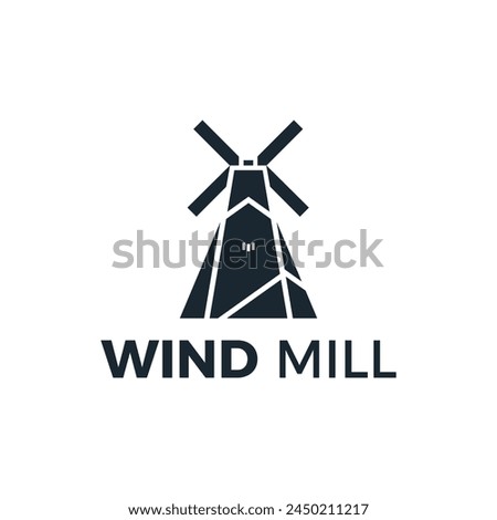 Windmill Logo Design Illustration, Vector Icon Art