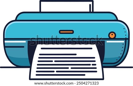 Home and office digital printer flat vector illustration icon for web design