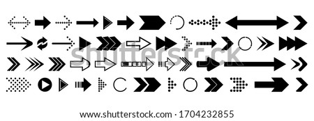 Arrows collection. Big set of Arrows Vector Icons. Arrow different shapes in modern simple flat style for web design.