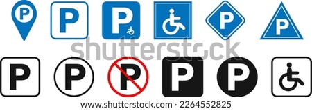 Parking icon set. Car Parking Icon. Parking and traffic signs isolated on white background.