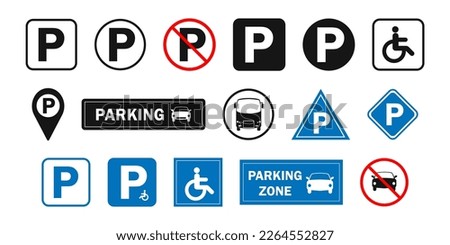 Parking icon set. Car Parking Icon. Parking and traffic signs isolated on white background.