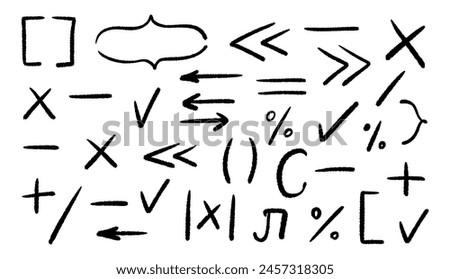 Set of math elements design for use in your project.  Doodle decoration elements. Vector illustration.