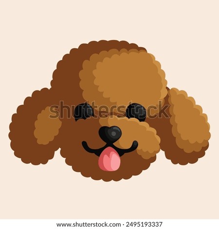 Cute vector illustration of a Poodle's head with bright eyes and a friendly expression. Perfect for pet-themed designs, children's media, and social media content.