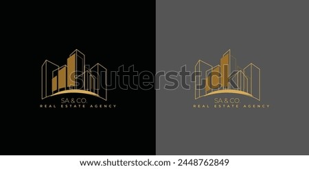 Real Estate Apartment Building Logo Business Chart Logo design Urban City. Print