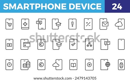 Devices and Electronics related line icons. Computers and mobile phones vector linear icon set.