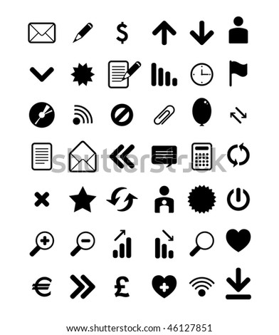 vector set of black web icons