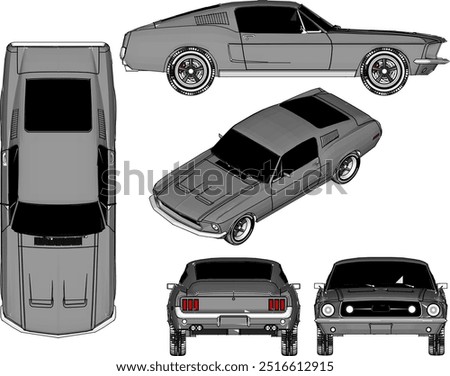 Vector silhouette illustration sketch, detailed design of a cool, flat Turno NOS racing sports car belonging to crazy rich and young entrepreneurs 