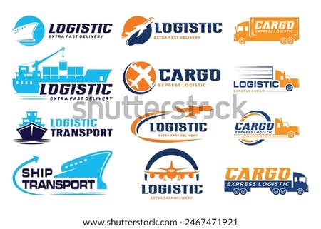 Logistic transport logo design collection