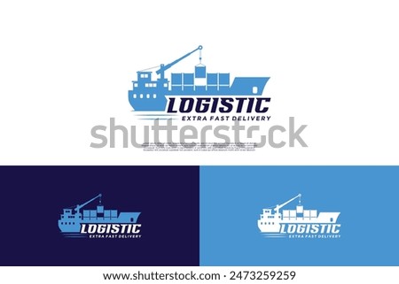 Cargo ship logo design for logistic transport