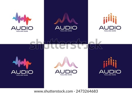 Music pulse audio sound logo design collection