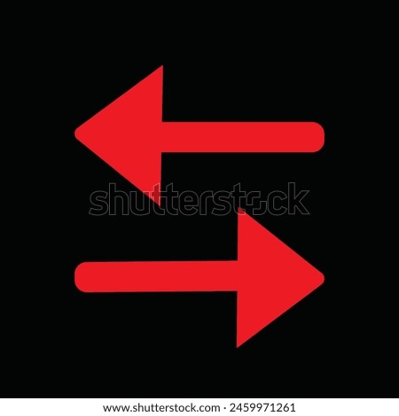 Flip Horizontal icon from Primitive Buttons Over Color Set. This rounded square flat button is drawn with intensive red and black colors on a white background. Design EPS 10.