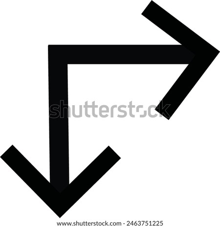 Down and right arrows icon. Simple glyph, flat vector of arrows icons for UI and UX, website or mobile application design eps 10.