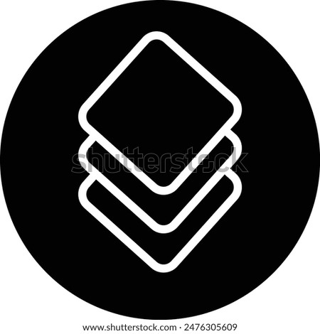 3 Layer icon. Three floor level and paper stack vector symbol in a black filled and outlined style. Multiple flat layers sign.