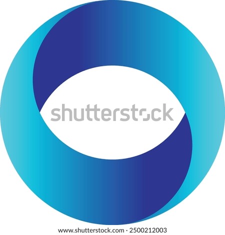 Vector design for your company logo, round blue shape with pencil or pen shape inside. Round logo design vector template