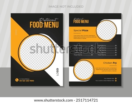 Double sided modern restaurant food menu design template