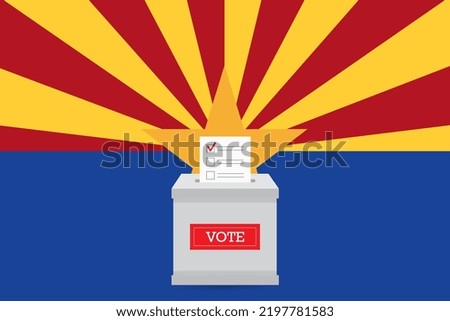 Presidential elections in Arizona. State flag and ballot box voting set.