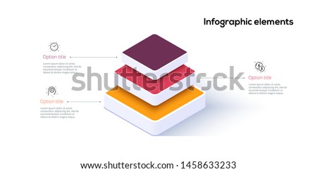 Business pyramid chart infographics with 3 steps. Pyramidal stages graph elements. Company hiararchy levels presentation template. Vector info graphic design.