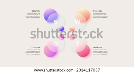 SWOT analysis infographic. Circular corporate strategic planning graphic elements. Company presentation slide template. Vector info graphic design.