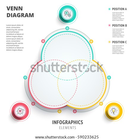 Venn diagram circles infographics template design. 3D vector presentation. Overlapping shapes for logic graphic illustration.  ストックフォト © 