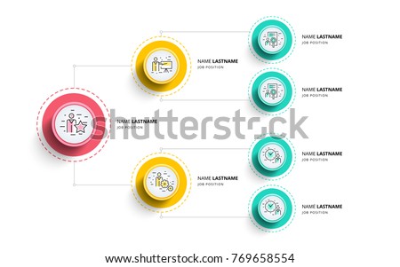 Business hierarchy organogram chart infographics. Corporate organizational structure graphic elements. Company organization branches template. Modern vector info graphic tree layout design.