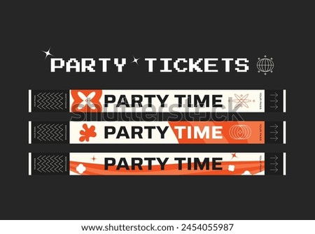 Vector tickets for a disco party in retro style
