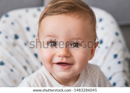 Similar – Image, Stock Photo Beautiful blond baby smiling