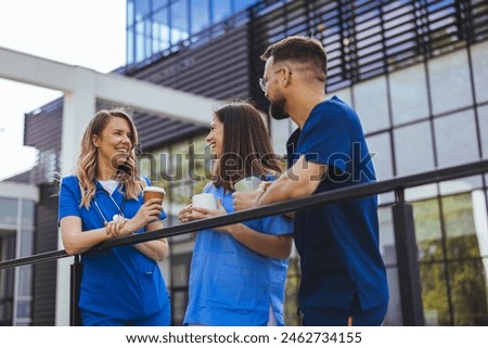 Similar – Image, Stock Photo taking a break with the bike sunlight social contacts men talk