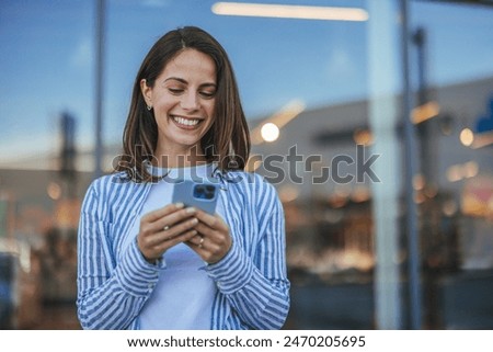 Similar – Image, Stock Photo Woman using smartphone in the bed, Social media, Lazy weekend