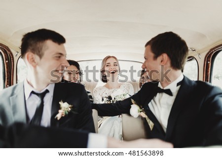 Similar – Image, Stock Photo Groom and best man putting on the suit