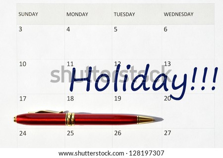 Holiday note in the agenda
