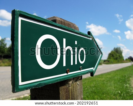 Ohio arrow signpost along a rural road