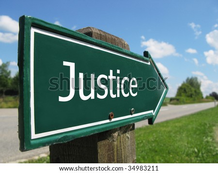JUSTICE road sign