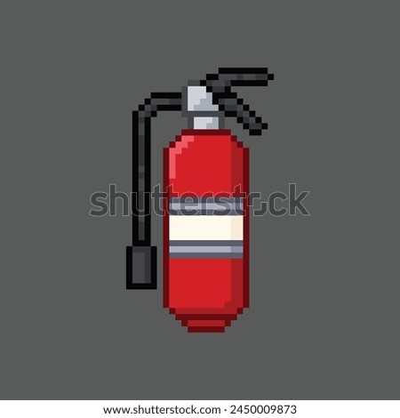 Fire extinguisher illustration in pixel art style