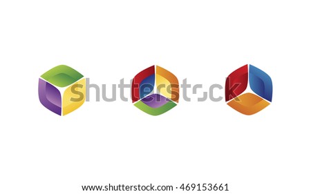 Gradient boxes or hexagons shaded concept creative cube design element geometric graphic idea illustration isolated modern perspective symbol technology vector web green blue red orange yellow