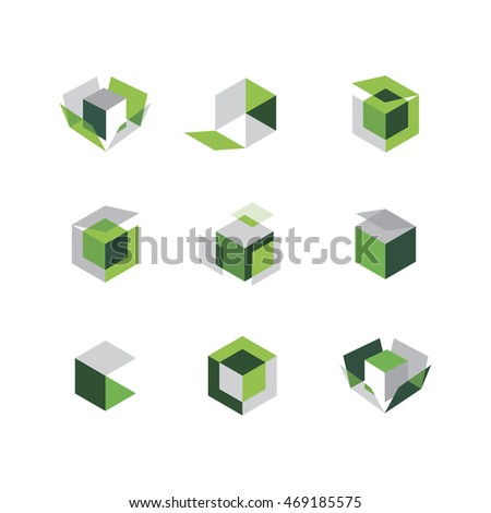 Green and gray boxes or hexagons 