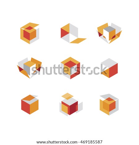 Orange and gray gradient boxes or hexagons