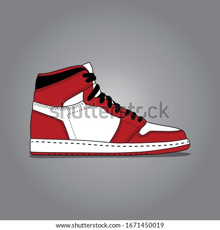 Sneaker shoe . Consept. Flat design. Vector illustration. Sneakers in flat style. Sneakers side view. Fashion sneakers.