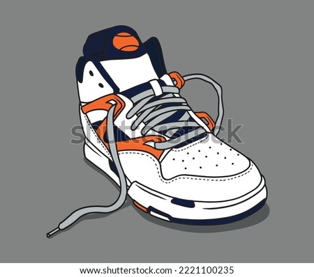 Sneaker shoe . Concept. Flat design. Vector illustration. Sneakers in flat style. Sneakers side view. Fashion sneakers. Photo stock © 