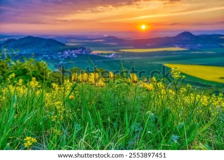 Similar – Image, Stock Photo Amazing sundown in highlands in summer