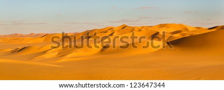 Sahara Desert Panorama - Sand Dunes in Libya
