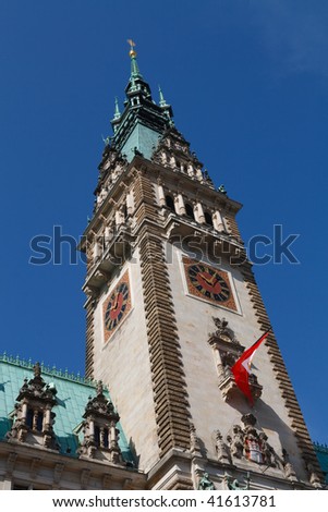 Hamburger Rathaus (Hamburg City Hall / Town Hall), Germany. Clear Blue Sky.