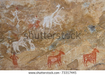 Prehistoric Petroglyphs - Rock Art - Akakus (Acacus) Mountains, Sahara ...