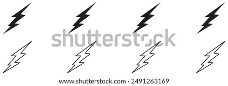 Thunder bolt vector icon. Flash logo set. Lightning icons white background. Electrical sign. Thunderbolt symbol. Electric concept stock vector illustration.