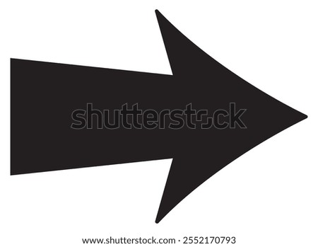 Long arrow. Black arrow pointing right. Black large arrow pointing right. Bold thine long arrow. Vector illustration.