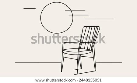 Continuous line art style simple illustrator drawing modern chair white background