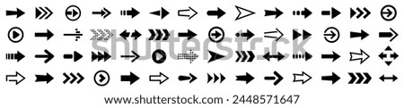 Arrows big set. Mega set of vector arrows. Arrow. Cursor. Modern simple arrows. Vector illustration.