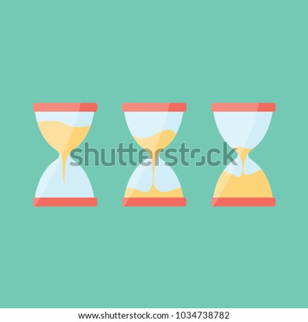 counting deadline concept & creative sand clock. clean & simple time isolated. full & empty Hourglass clean cartoon simple uhr flat design vector. watinig & loading measure or three measurment idea