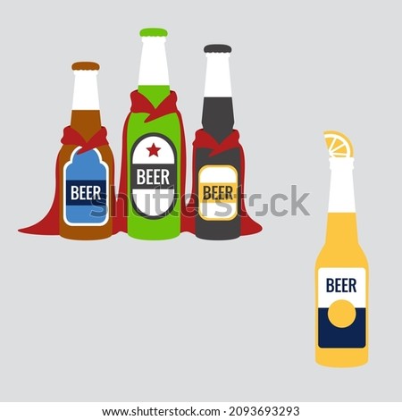 cute Different types of beer bottle brands cartoon flat design. Corona virus glass concept is lonely and distant graphic vector isolated illustration. super drinks creative alcohol save and protected